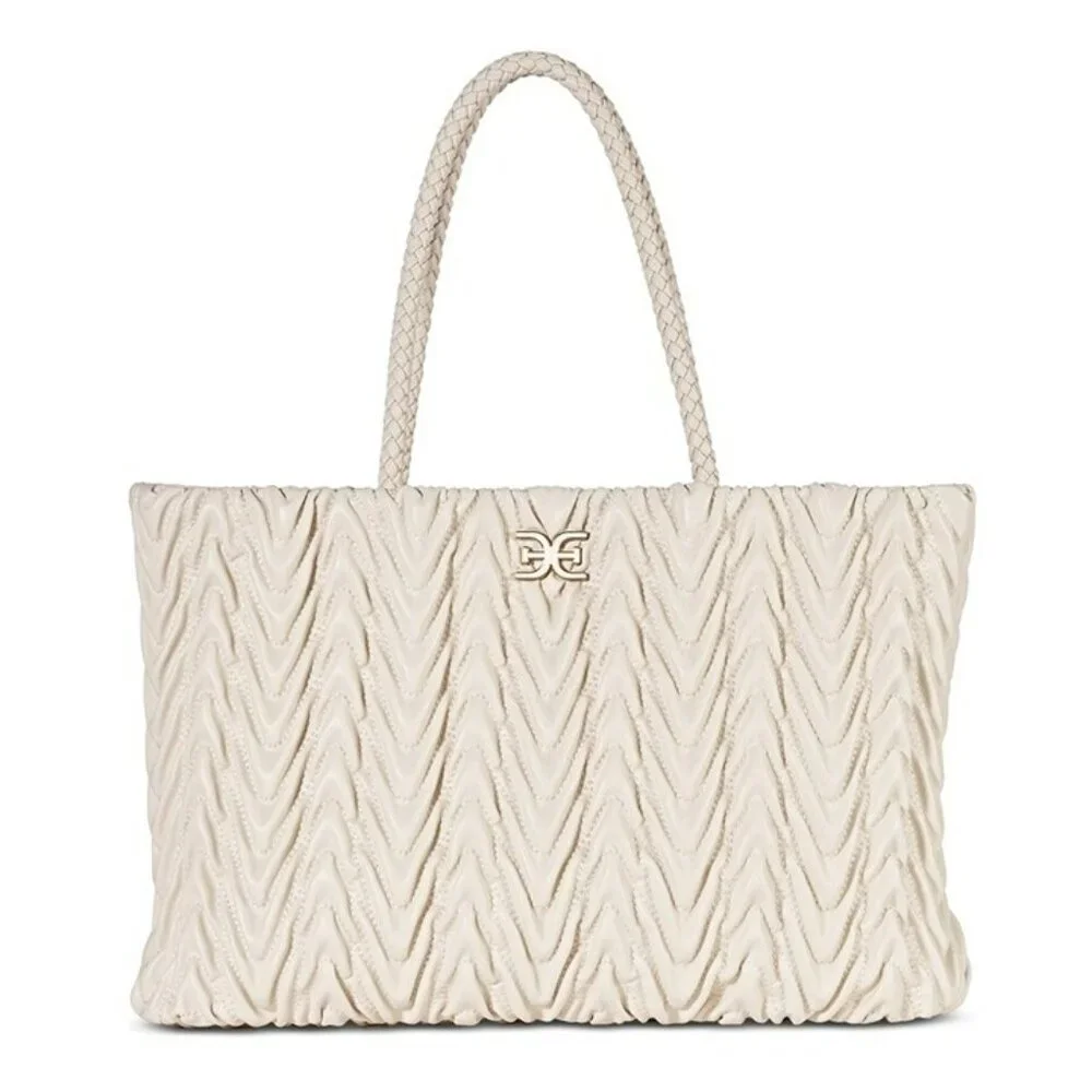 Sam Edelman Ari Women's Quilted Large Tote in Ivory Leather (MSRP $295)